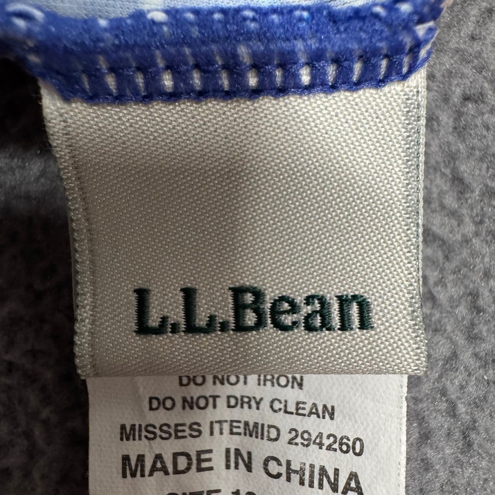 LL Bean Tankini Swim Top Geometric Tile Print Modest Blue Size 12 Reg 294260 - Picture 7 of 9